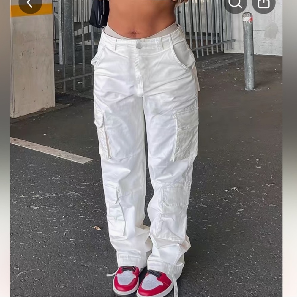 NEW White street style cargo pants Small